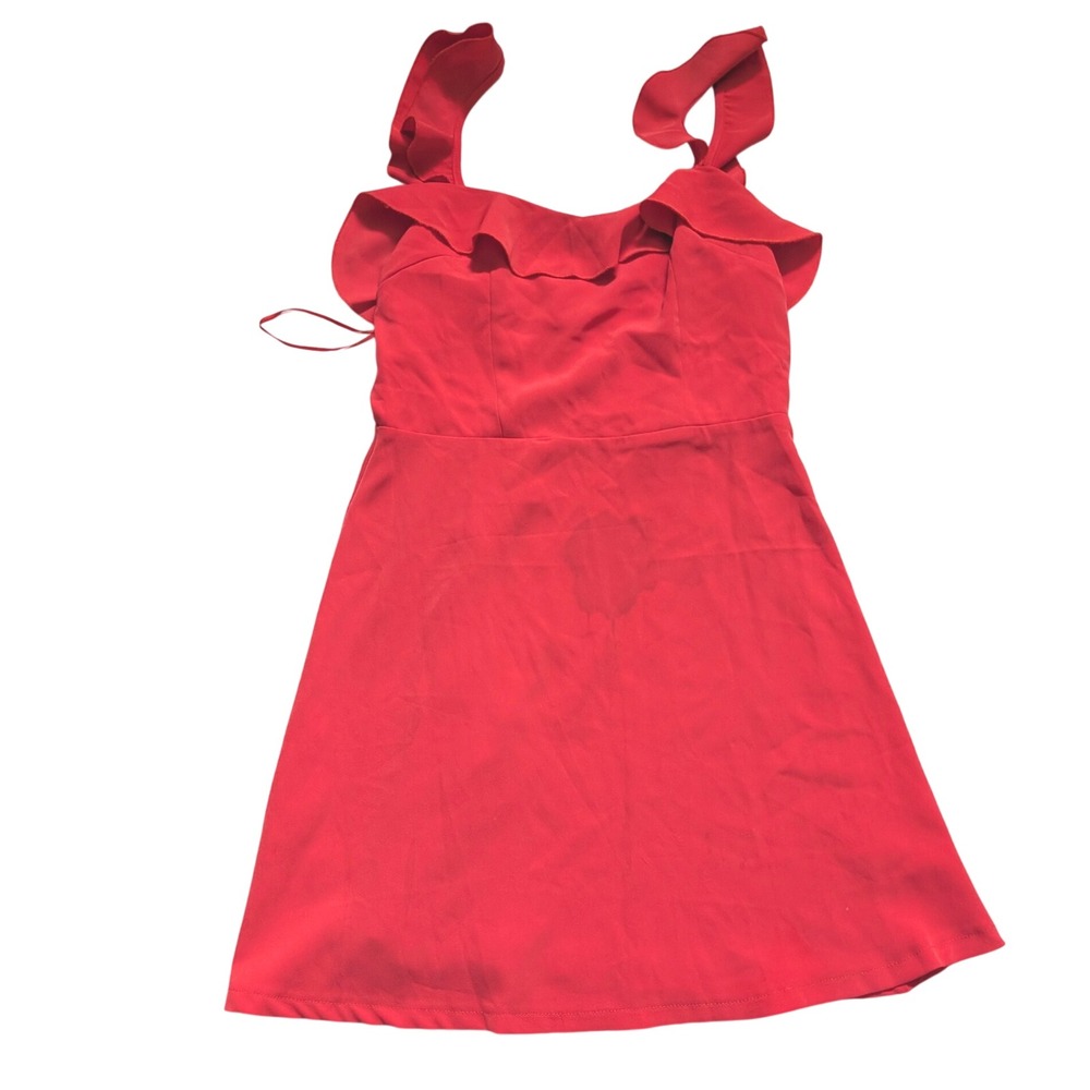 By The Way Red Ruffle Mini Dress Small Square Neck Sleeveless Cocktail Party